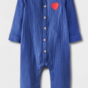 Cat & Jack Blue and Red Footies with Heart Design